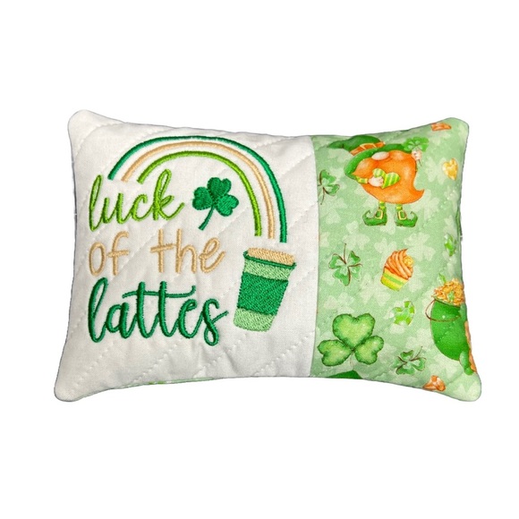 Hand Crafted Decorative Pillow St. Patrick's Day Themed Pillow green white - Picture 3 of 13